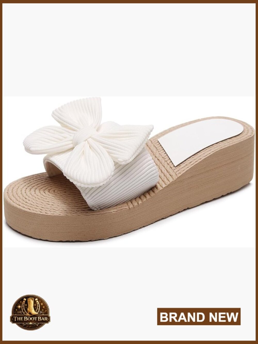 Jute Rope Wedge Sandals with Bow, Platform Espadrilles, Slip On Summer